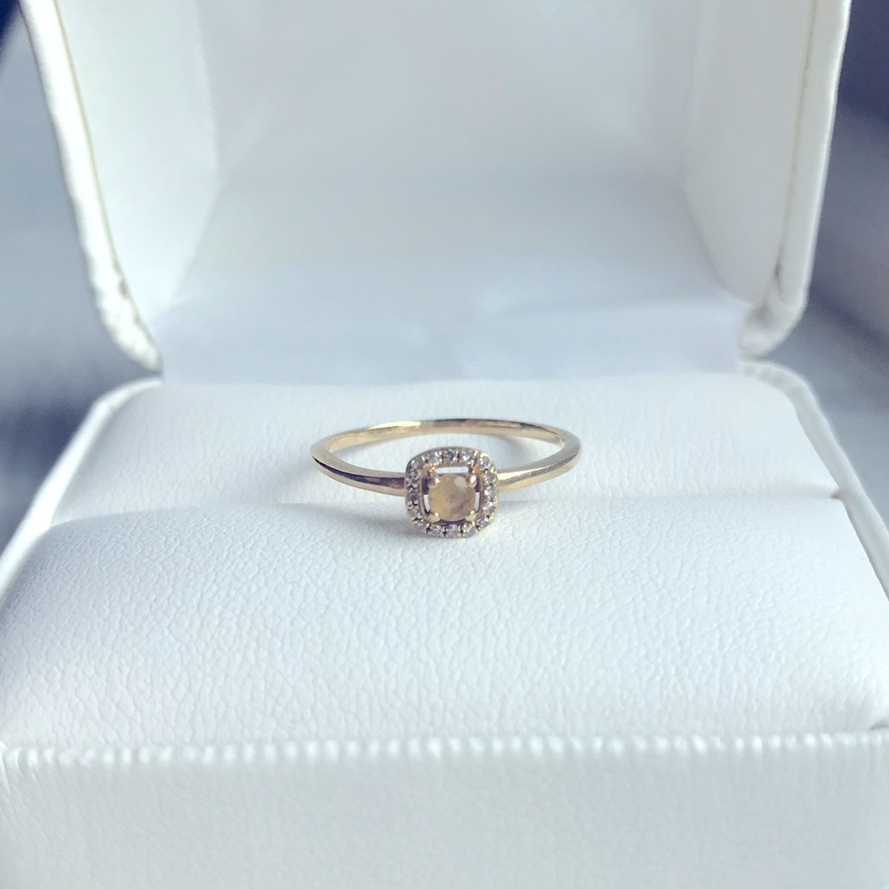 Cushion Cut Yellow Birthstone Diamond Halo Ring